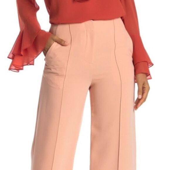 Diane von Furstenburg Coral High-Rise Kiersten Wide Leg Trousers Pants Size 4 - Picture 5 of 16